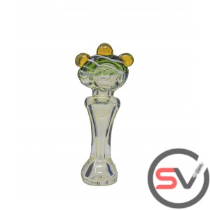 THREE MARBLES FUMED GLASS HAND PIPE 5inch 1CT